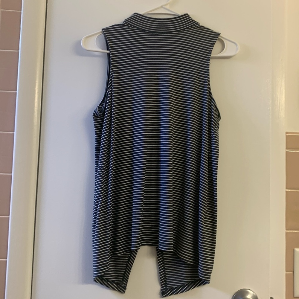 Striped sleeveless open back top
